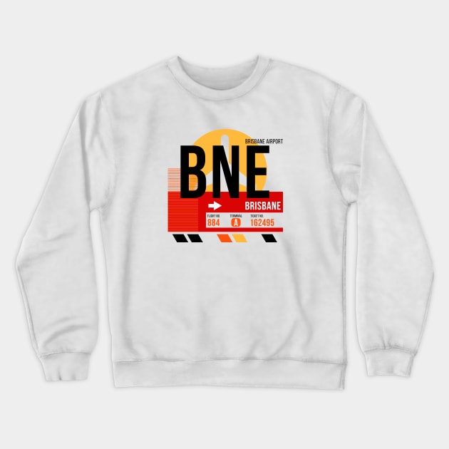 Brisbane (BNE) Airport // Sunset Baggage Tag Crewneck Sweatshirt by Now Boarding